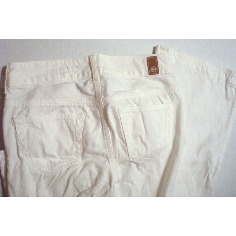 Womens Designer AG Jeans Mona White 27 x 30 USA Flare Leg Pants Cotton Short Mid